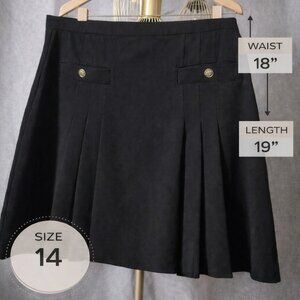 LOFT Black Pleated A-Line Skirt Size 14 Career Classic Stretch